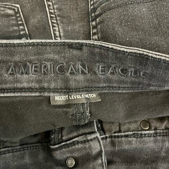 American Eagle Hi Rise Shortie Black Distressed Cut Off Goth Jean Shorts sz 6 - Picture 15 of 16